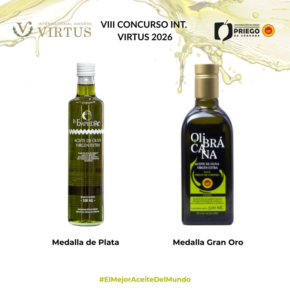 Imagen Los aceites de la DOP Priego de Córdoba triunfan en los International Awards VIRTUS 2026