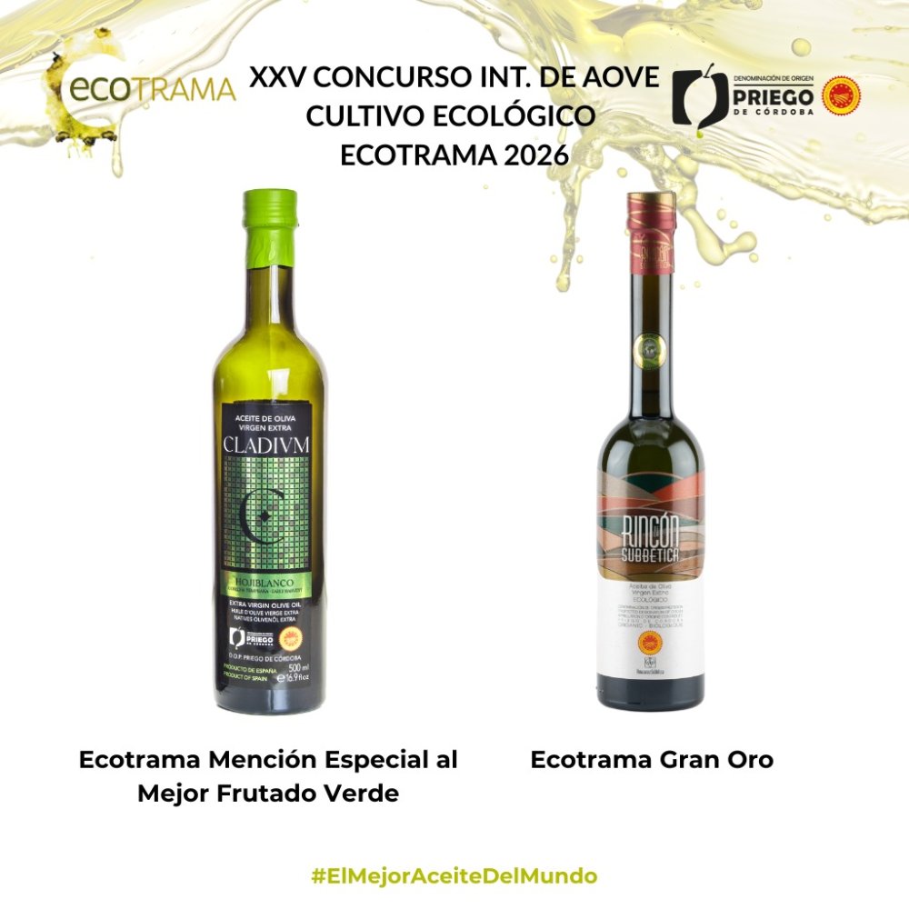 'Cladivm' y 'Rincón de la Subbética' se coronan en el Concurso Internacional de AOVE Ecológico Ecotrama