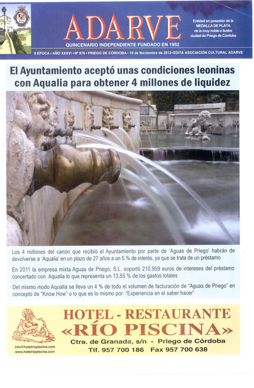 Imagen Ya esta a la venta el número 876 del 15-11-2012 del Periódico ADARVE