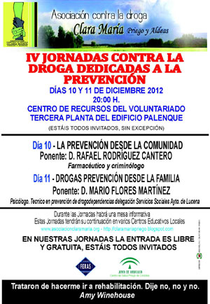 Imagen La prevención centran  las IV Jornadas contra las drogas de la Asociación contra la droga <Clara María> 