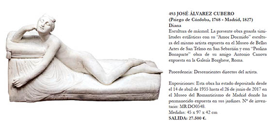 Imagen Próxima subasta de dos esculturas de Álvarez Cubero y un retrato al óleo de Caballero y Góngora.