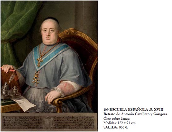 Imagen Próxima subasta de dos esculturas de Álvarez Cubero y un retrato al óleo de Caballero y Góngora.