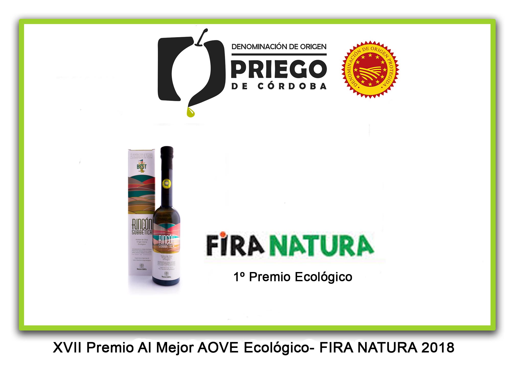 Imagen Los aceites ecológicos con D.O.P. Priego de Córdoba premiados en Fira Natura 2018