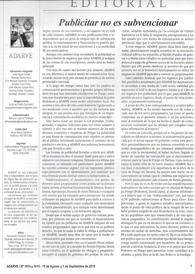 Imagen Publicitar no es subvencionar
