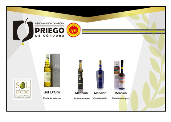 Imagen El sello de calidad prieguense se hace con los primeros premios del concurso italiano Sol D\'Oro 2019 