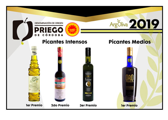 Imagen La Denominación de Origen Priego de Córdoba copa los premios en el IX Concurso Internacional de Aceite de Oliva Virgen Extra “ARGOLIVA” 2019