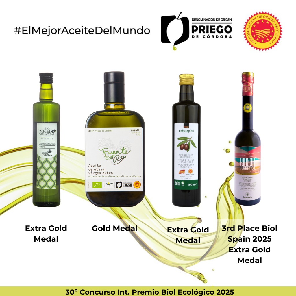 Imagen Cuatro marcas de la D.O.P. Priego de Córdoba premiadas en el certamen Biol 2025