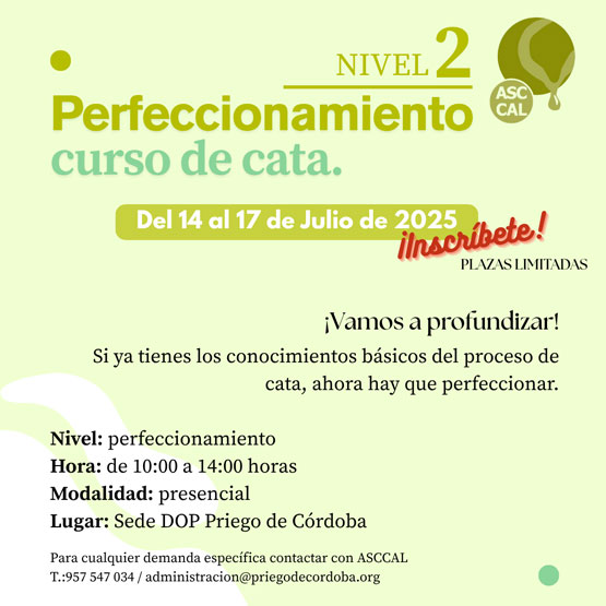 Imagen Nuevo curso de análisis sensorial, Nivel II Perfeccionamiento en Priego