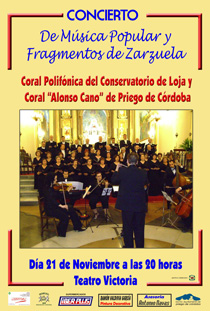 Imagen La Coral “Alonso Cano” de Priego y la Coral Polifónica del Conservatorio de Loja ofrecerán el próximo día 21 un concierto con motivo del día de Santa Cecilia