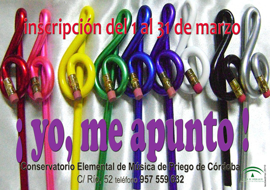 Imagen Campaña de escolarización de nuevos alumnos del Conservatorio Elemental de Música de Priego