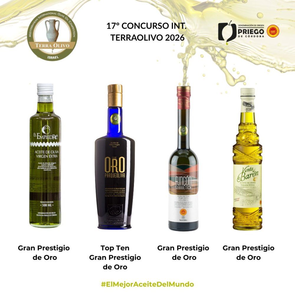 Imagen La DOP Priego de Córdoba vuelve a triunfar en el Concurso Internacional TerraOlivo 2026